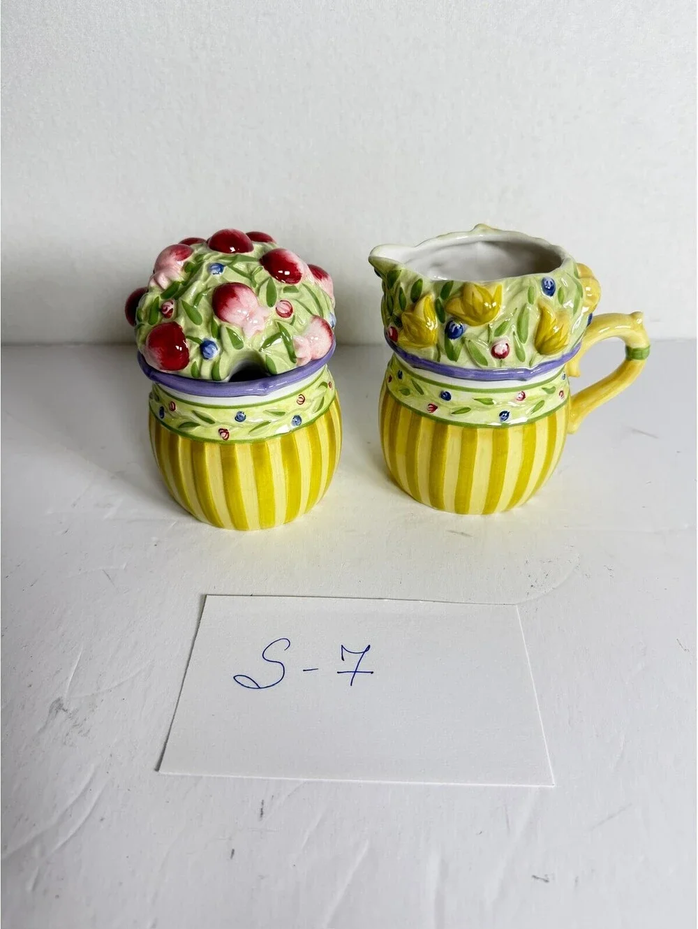 Studio Nova Provence Garden Creamer & Sugar Bowl Set KT436 Yellow Fruit S-7